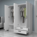 Ντουλάπα ρούχων Vivian Megapap τετράφυλλη με συρτάρια χρώμα λευκό 160x51,8x181εκ.