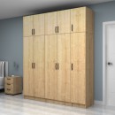 Ντουλάπα ρούχων Vivian Megapap πεντάφυλλη με πατάρι χρώμα φυσικό οξιάς 200x51,8x240εκ.