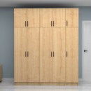 Ντουλάπα ρούχων Vivian Megapap πεντάφυλλη με πατάρι χρώμα φυσικό οξιάς 200x51,8x240εκ.