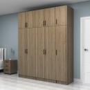 Ντουλάπα ρούχων Vivian Megapap πεντάφυλλη με πατάρι χρώμα καρυδί 200x51,8x240εκ.