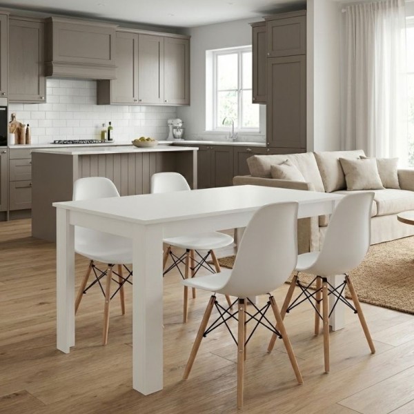 Σετ τραπεζαρία 5τμχ Darlen - Nova Megapap χρώμα λευκό 125x72x74εκ.