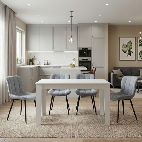 Σετ τραπεζαρία 5τμχ Darlen - Chiara Megapap χρώμα λευκό - γκρι 125x72x74εκ.