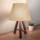 Φωτιστικό επιτραπέζιο Lander Megapap E27 ύφασμα Pvc - ξύλο χρώμα μπεζ - καφέ 22x17x33εκ.