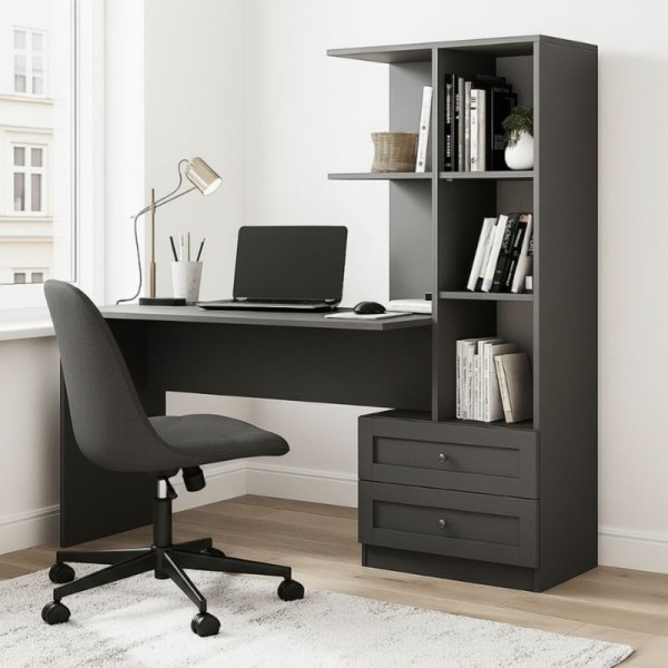 Γραφείο εργασίας Mantra Megapap χρώμα ανθρακί 150x60x152εκ.