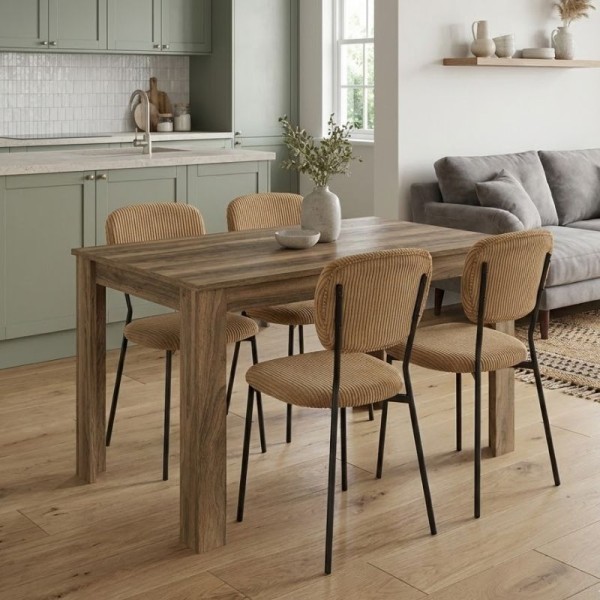 Σετ τραπεζαρία 5τμχ Darlen - Kevin Megapap χρώμα καρυδί - μουσταρδί 125x72x74εκ.