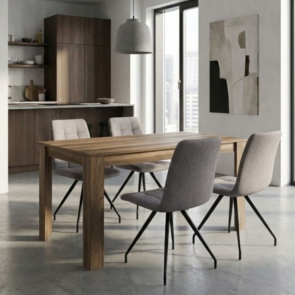 Σετ τραπεζαρία 5τμχ Darlen - Bianca Megapap χρώμα καρυδί - ανοιχτό μπεζ 125x72x74εκ.