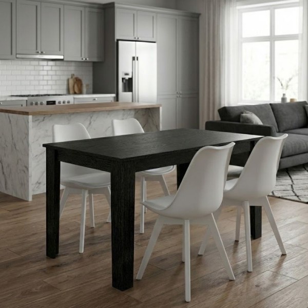 Σετ τραπεζαρία 5τμχ Darlen - Viva Megapap χρώμα sencron black - λευκό 125x72x74εκ.