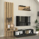 Σύνθεση τηλεόρασης Rosaline Megapap χρώμα ανθρακί - sepet oak 183x31,3x196,9εκ.