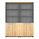 Βιβλιοθήκη γραφείου με κλειδαριά επαγγελματική Venturo Megapap χρώμα ανθρακί - φυσικό οξιάς 160x40x200εκ.