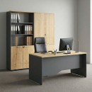 Ντουλάπα γραφείου με κλειδαριά επαγγελματική Venturo Megapap χρώμα ανθρακί - φυσικό οξιάς 160x40x200εκ.