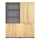 Ντουλάπα γραφείου με κλειδαριά επαγγελματική Venturo Megapap χρώμα ανθρακί - φυσικό οξιάς 160x40x200εκ.