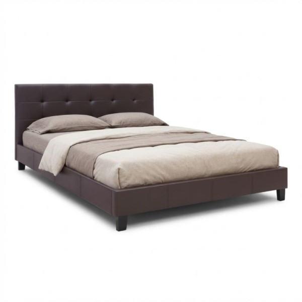 Κρεβάτι Sissy Megapap από τεχνόδερμα χρώμα καφέ 160x200εκ.