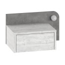 Κομοδίνο επιτοίχιο Dotta Megapap με LED χρώμα λευκό αντικέ - γκρι ρετρό 52x33,6x28εκ.