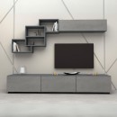 Σύνθεση τηλεόρασης Free Megapap χρώμα ανθρακί - γκρι σκυροδέματος 210x35x38εκ.