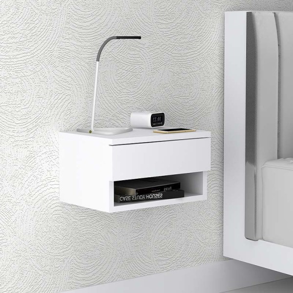 Κομοδίνο επιτοίχιο Mary Megapap χρώμα λευκό 40x30x23εκ.