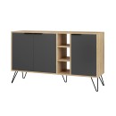 Μπουφές Clara Megapap χρώμα sapphire oak - ανθρακί 142x35,6x83εκ.