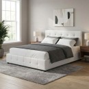 Κρεβάτι Iro Megapap από τεχνόδερμα με αποθηκευτικό χώρο χρώμα λευκό 160x200εκ.