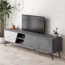 Έπιπλο τηλεόρασης Fiona Megapap χρώμα γκρι ρετρό - λευκό εφέ μαρμάρου 180x35,6x48εκ.