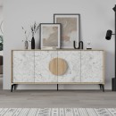 Μπουφές Gora Megapap χρώμα sapphire oak - λευκό εφέ μαρμάρου 180x35,6x82εκ.