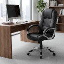 Καρέκλα γραφείου διευθυντική Robie Megapap από τεχνόδερμα χρώμα μαύρο 64x62x108/118εκ.