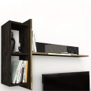 Σύνθεση τηλεόρασης Veyron Megapap χρώμα μαύρο rebab - μαύρο εφέ μαρμάρου 180x33x45εκ.