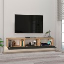 Έπιπλο τηλεόρασης επιτοίχιο Damla Megapap με LED χρώμα sapphire oak - ανθρακί 180x29,5x29,5εκ.