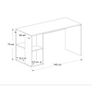 Γραφείο εργασίας Coral Megapap χρώμα λευκό - καρυδί 140x60x75εκ.