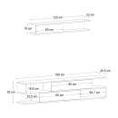 Σύνθεση τηλεόρασης Manet Megapap με LED χρώμα λευκό - καρυδί 180x29,5x39εκ.