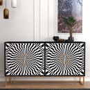 Μπουφές Gradel Megapap χρώμα μαύρο - ασπρόμαυρο 150x35x83,6εκ.