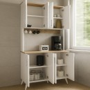 Έπιπλο κουζίνας Kalira 4 Megapap χρώμα λευκό - rota oak 120x40x196εκ.