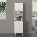 Έπιπλο κουζίνας Potter 1 Megapap χρώμα λευκό - rota oak 53,4x39,6x196,1εκ.