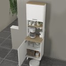 Έπιπλο κουζίνας Potter 1 Megapap χρώμα λευκό - rota oak 53,4x39,6x196,1εκ.