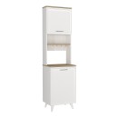 Έπιπλο κουζίνας Potter 1 Megapap χρώμα λευκό - rota oak 53,4x39,6x196,1εκ.