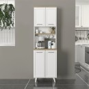 Έπιπλο κουζίνας Potter 2 Megapap χρώμα λευκό - rota oak 60x40x196,1εκ.