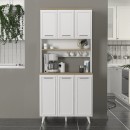 Έπιπλο κουζίνας Potter 3 Megapap χρώμα λευκό - rota oak 90x40x196,1εκ.