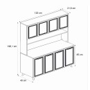 Έπιπλο κουζίνας Potter 4 Megapap χρώμα λευκό - rota oak 120x40x196,1εκ.