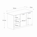 Τραπέζι - Πάγκος κουζίνας Peres Megapap χρώμα λευκό - sepet oak 150x70x91,8εκ.