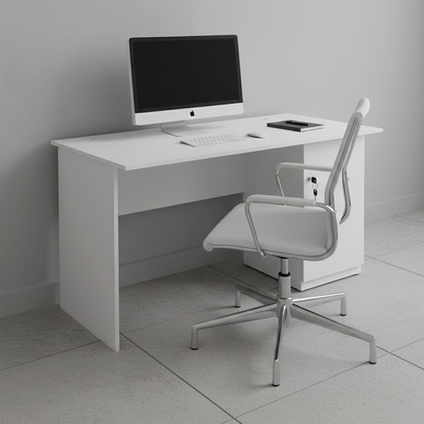 Γραφείο εργασίας με κλειδαριά Moto Megapap χρώμα λευκό 140x60x75εκ.