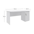 Γραφείο εργασίας με κλειδαριά Moto Megapap χρώμα λευκό 150x80x75εκ.