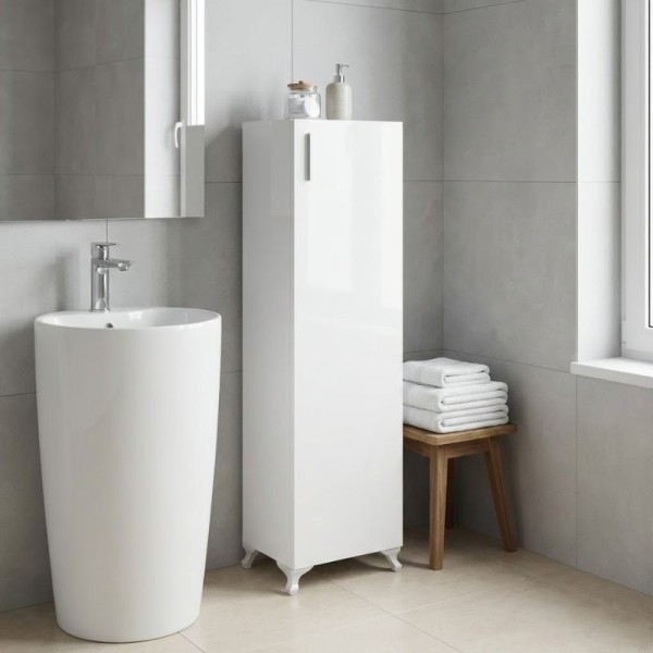 Ντουλάπι κουζίνας - μπάνιου Mine Megapap χρώμα λευκό 30x32x128εκ.