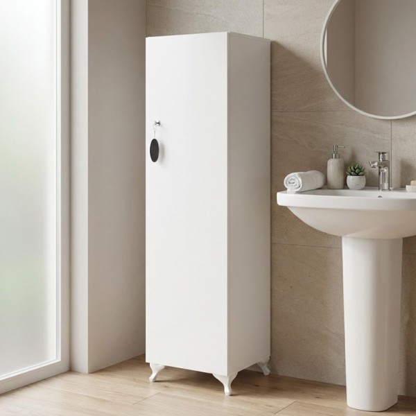Ντουλάπι με κλειδαριά Zehra Megapap χρώμα λευκό 30x32x128εκ.