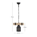 Φωτιστικό οροφής Elora Megapap E27 ξύλινο - μεταλλικό μονόφωτο χρώμα φυσικό - μαύρο 25x13x75εκ.