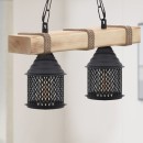 Φωτιστικό οροφής Elora Megapap E27 ξύλινο - μεταλλικό δίφωτο χρώμα φυσικό - μαύρο 40x13x75εκ.