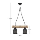 Φωτιστικό οροφής Elora Megapap E27 ξύλινο - μεταλλικό δίφωτο χρώμα φυσικό - μαύρο 40x13x75εκ.