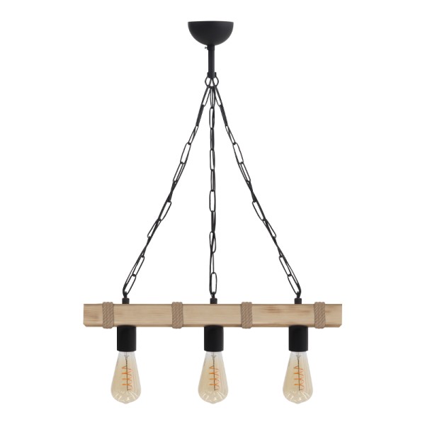 Φωτιστικό οροφής Vero Megapap E27 ξύλινο τρίφωτο χρώμα φυσικό 50x8x65εκ.