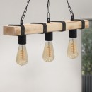 Φωτιστικό οροφής Vero Megapap E27 ξύλινο τρίφωτο χρώμα φυσικό - μαύρο 50x8x65εκ.