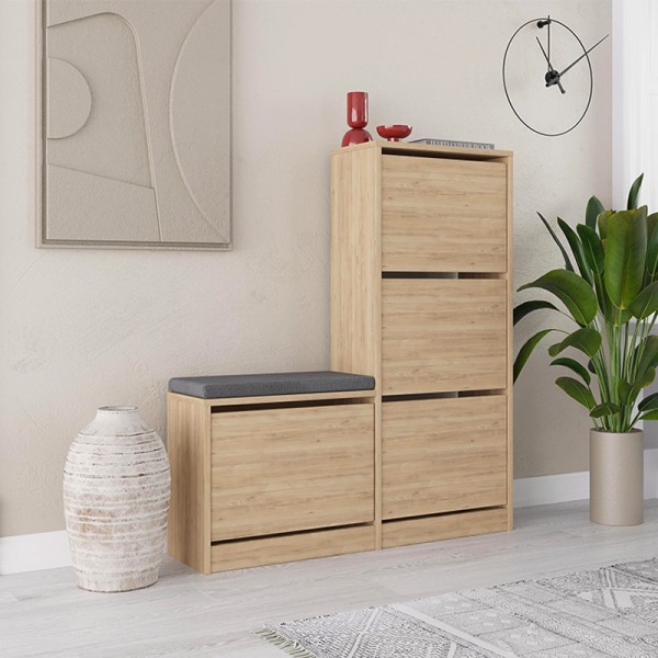 Παπουτσοθήκη Dude Megapap χρώμα sapphire oak 104,8x26x118,5εκ.