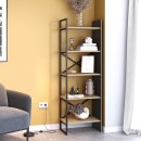 Βιβλιοθήκη Detroit Megapap χρώμα sapphire oak - silky black 58x35,2x175εκ.