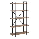 Βιβλιοθήκη Ernesto Megapap χρώμα μαύρο - καπνιστή καρυδιά 90x35,5x160εκ.