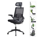 Καρέκλα γραφείου διευθυντική Belora Megapap με ύφασμα Mesh χρώμα μαύρο 63,5x62x117/127εκ.